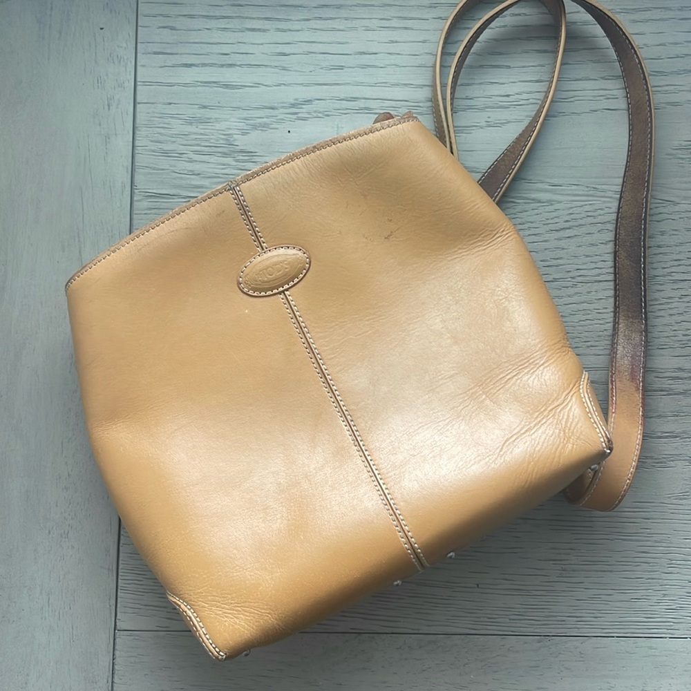 Tods small light brown leather backpack